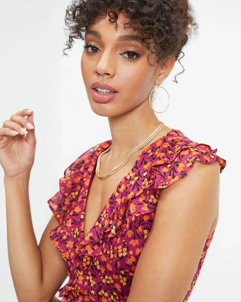 Autumn Wishes Floral Tiered Midi Dress