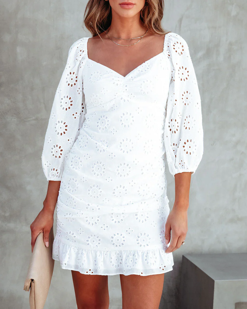Forget You Not Cotton Eyelet Mini Dress
