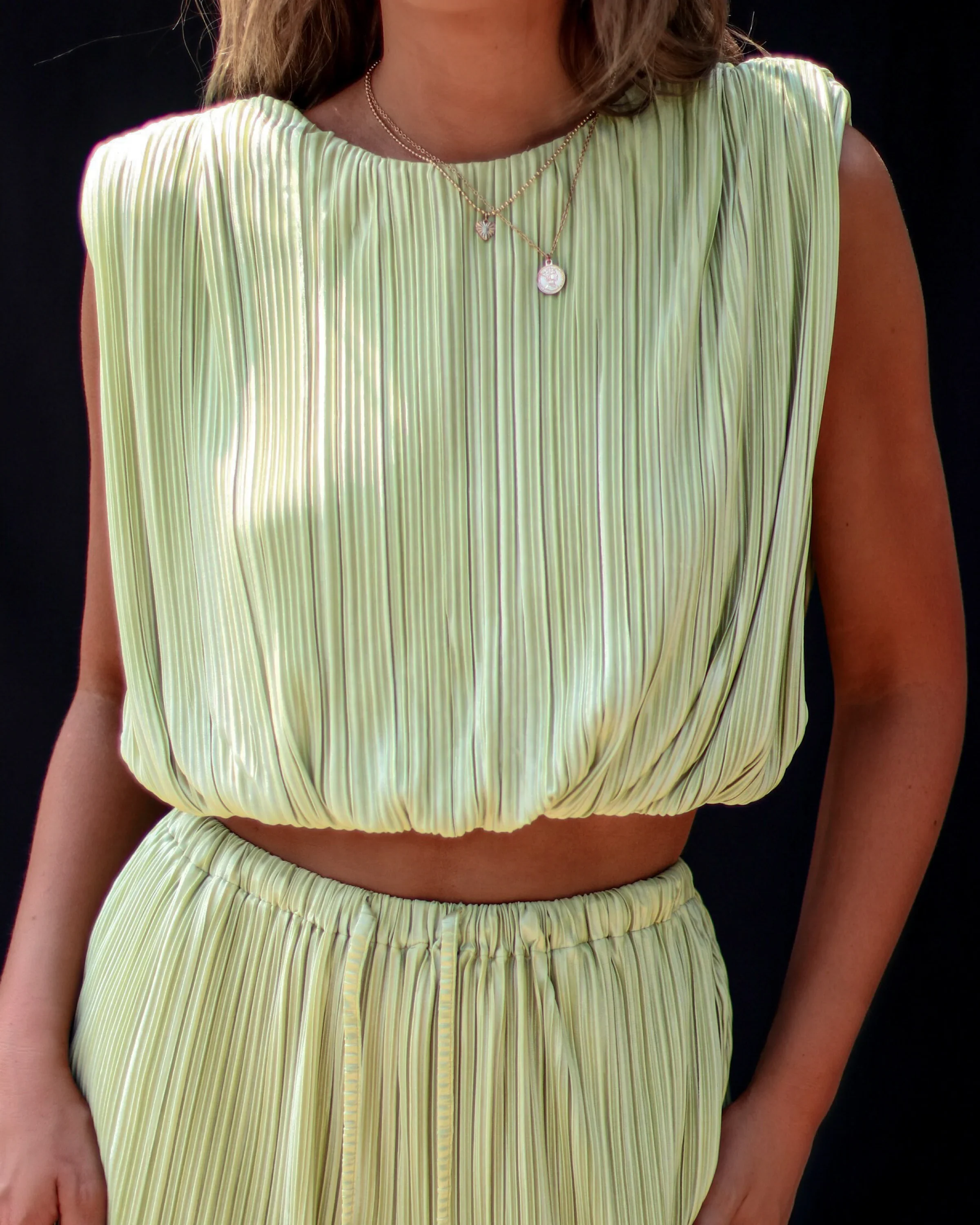 Resort Stay Plisse Sleeveless Top