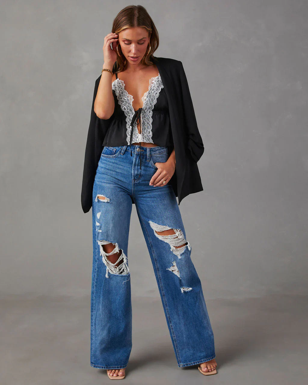 Liddell Satin Sleeveless Tie Front Top