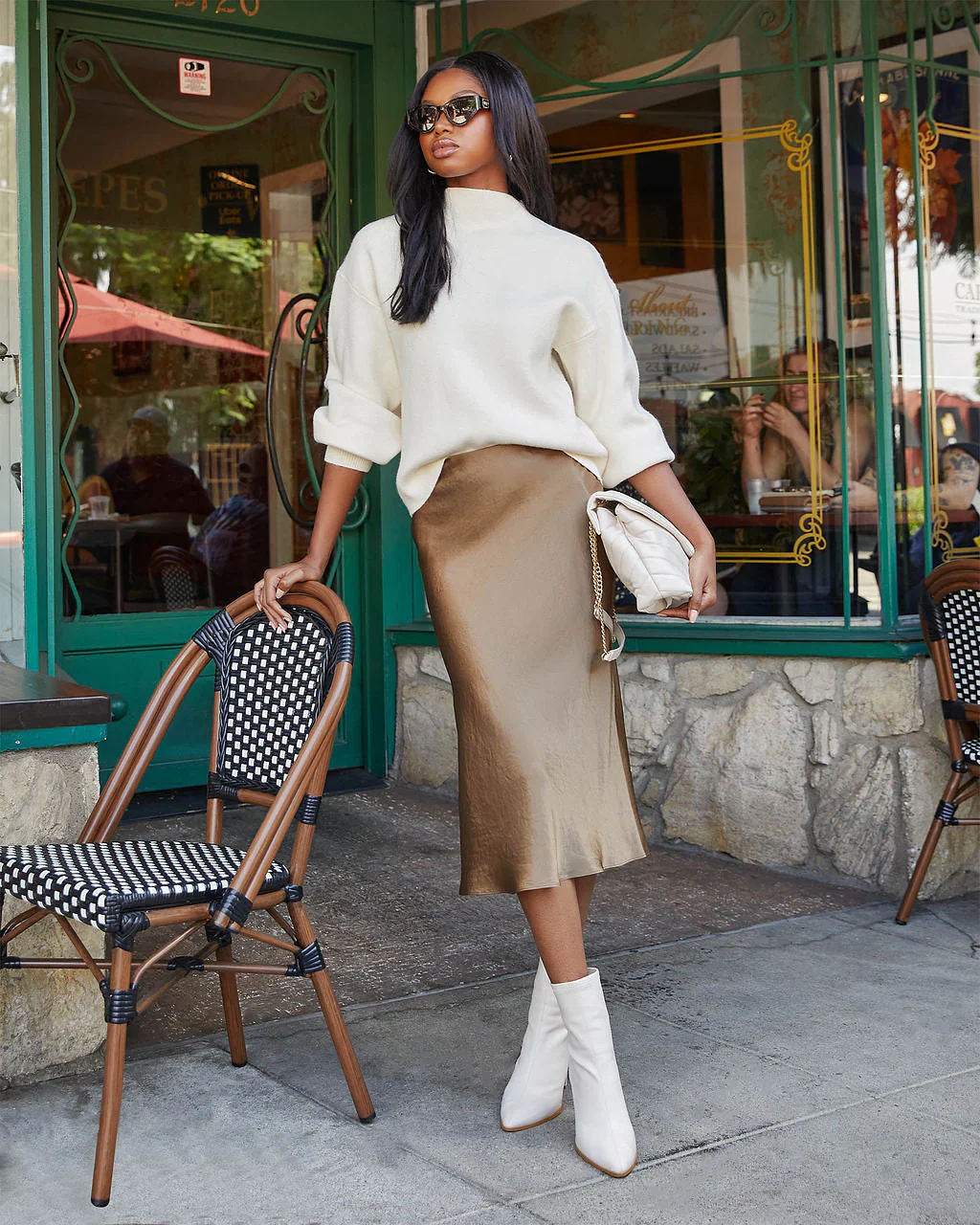 Razoul Satin Midi Skirt