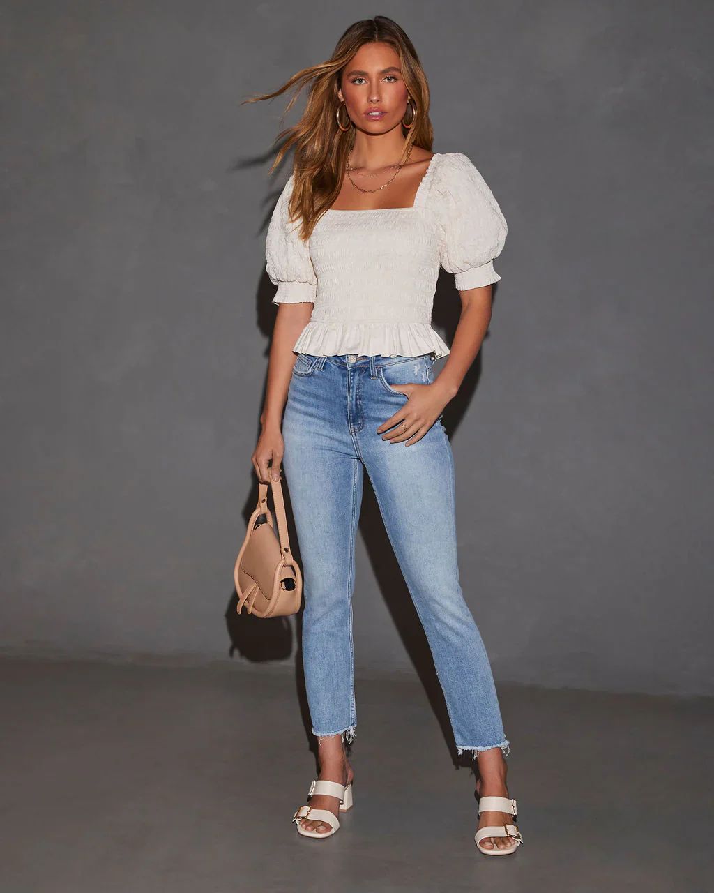 Carmen Puff Sleeve Smocked Top