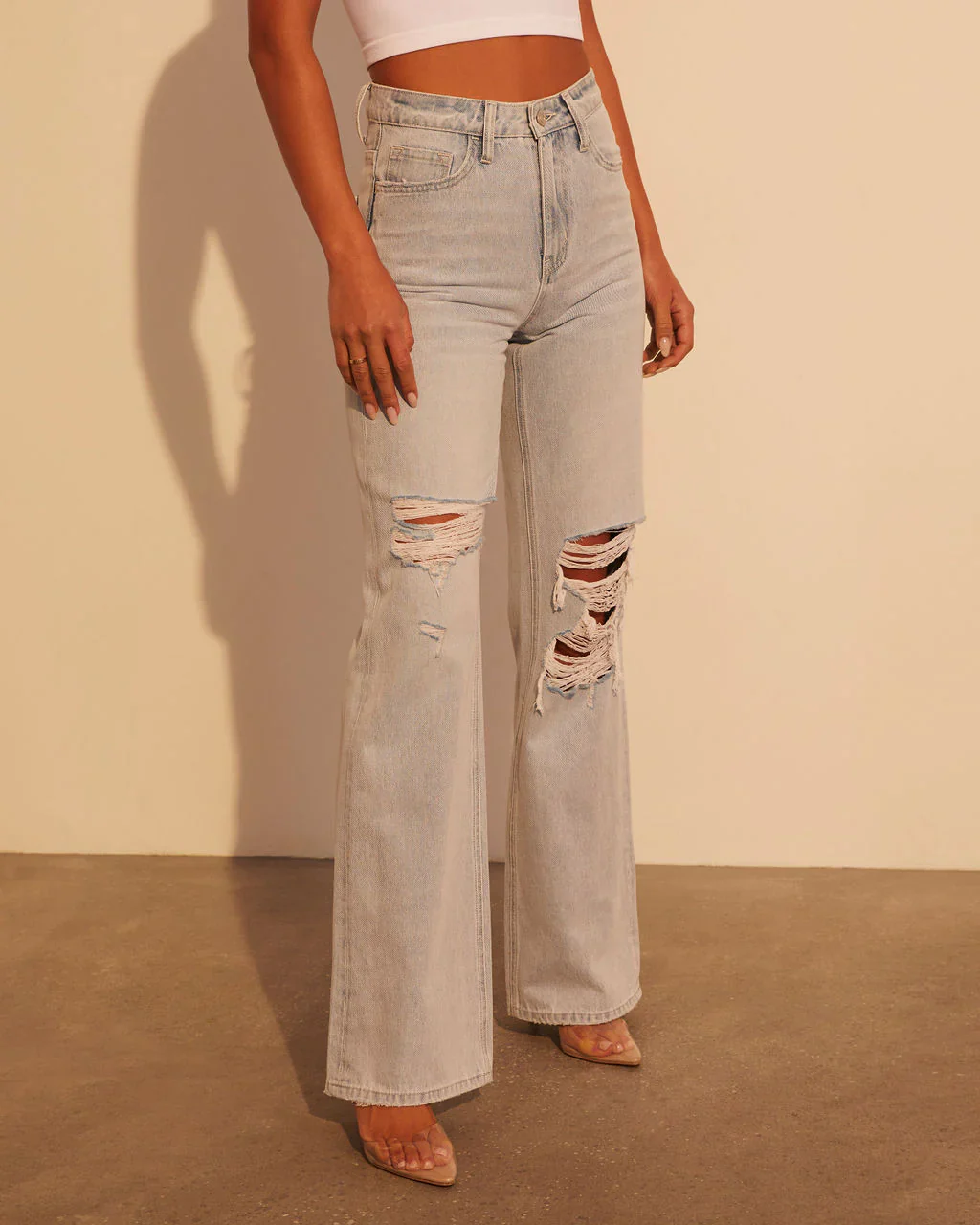 Alycia High Rise Distressed Wide Leg Jeans