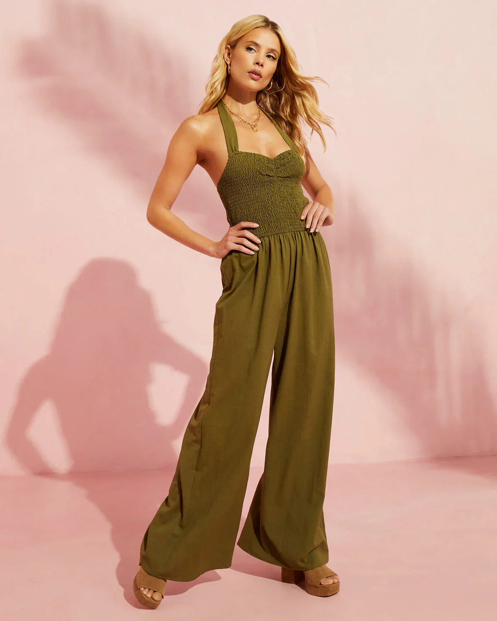 Dovie Smocked Halter Jumpsuit