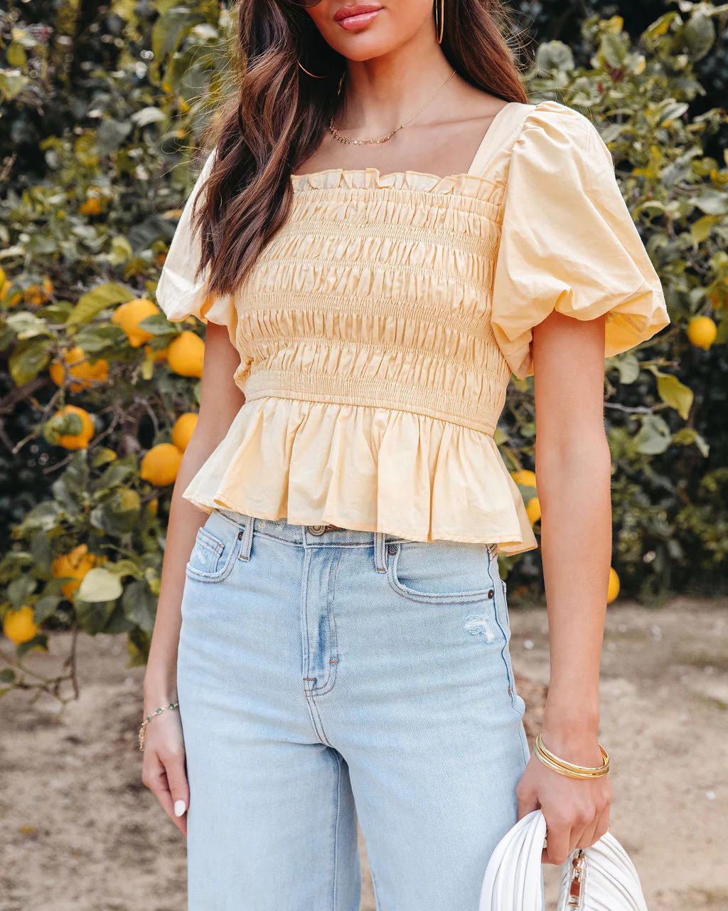 Trysta Cotton Smocked Peplum Top