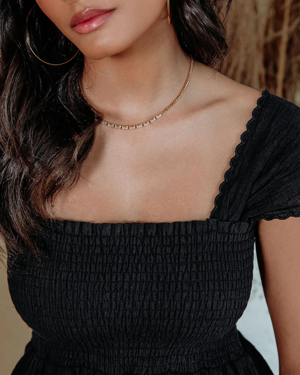 Aviva Cotton Linen Blend Smocked Top