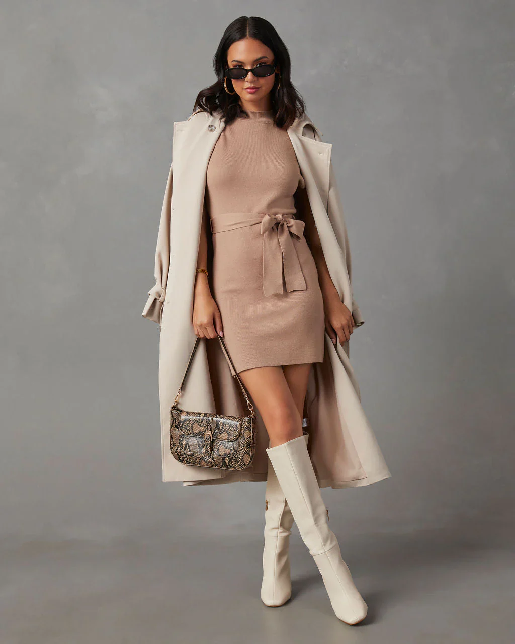 Roldan Sleeveless Tie Waist Mini Dress