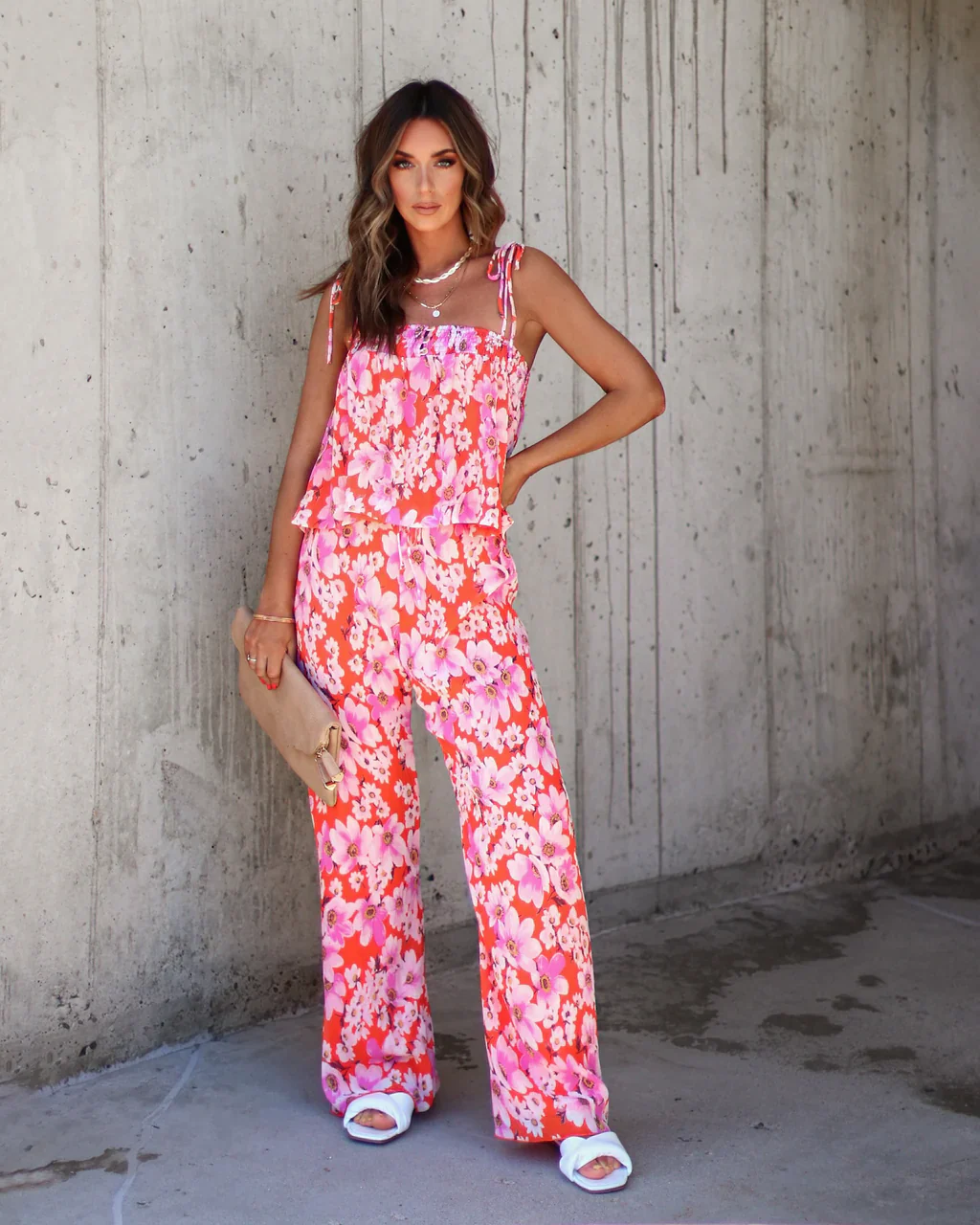 Jemma Floral Chiffon Plisse Pants