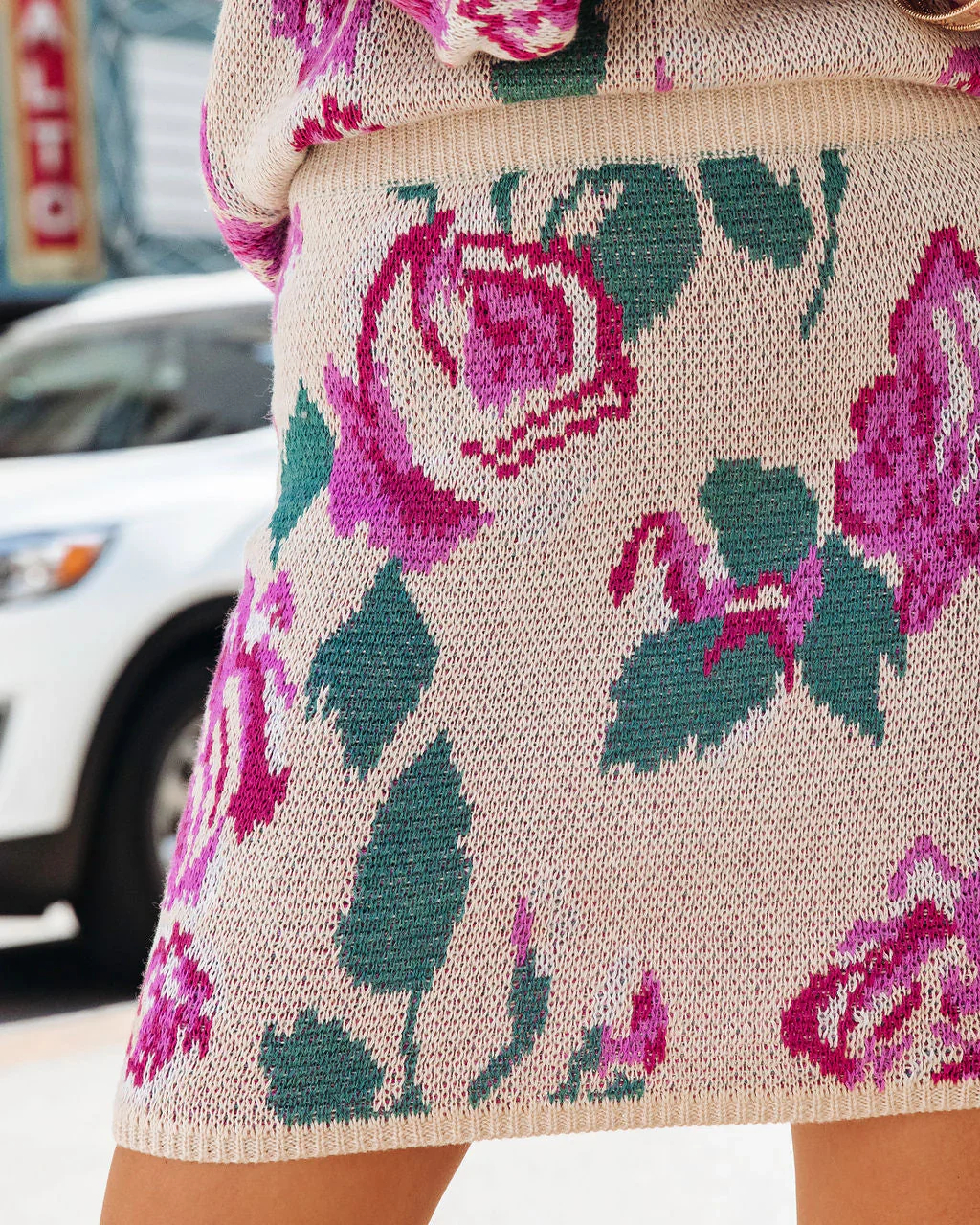 Remarkable Moment Floral Knit Mini Skirt