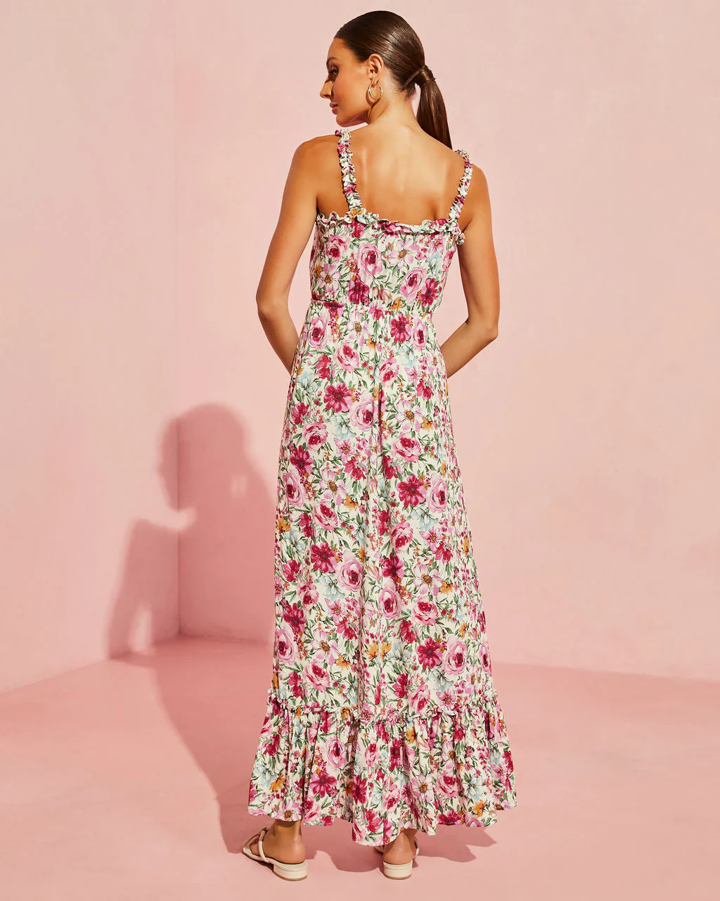 Vilma Ruffle Trim Floral Maxi Dress