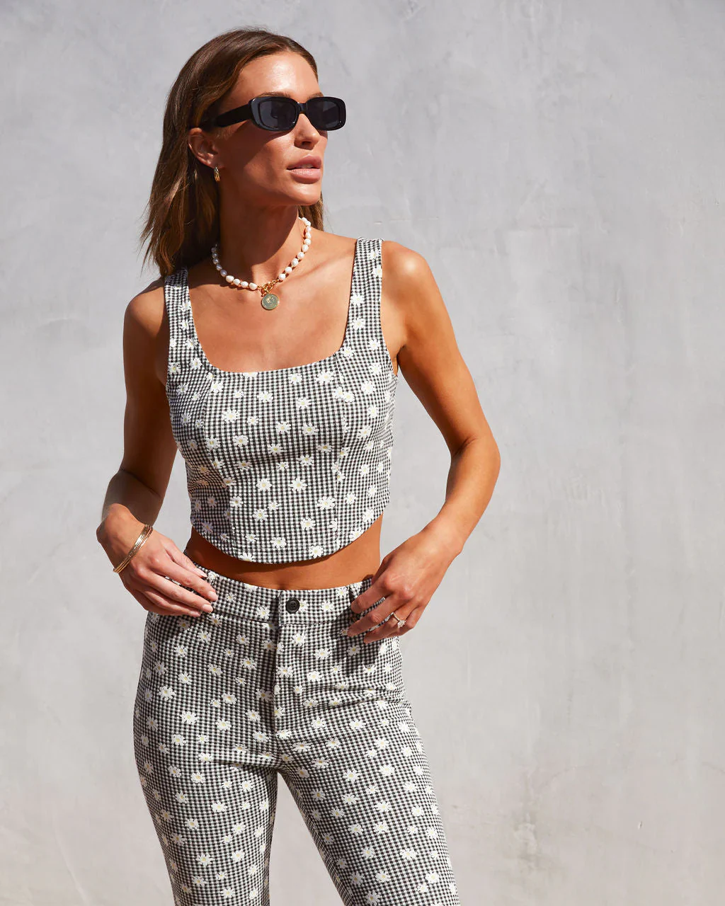 All About Spring Daisy Gingham Top